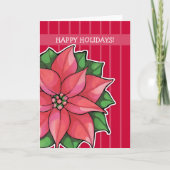 ポインセティアジョイレッドストライプズホリデーカード シーズンカード (正面)