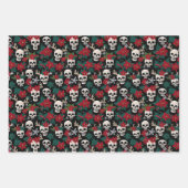 ポインセティアスとクリスマススカルを切り抜く ラッピングペーパーシート (正面3)