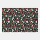 ポインセティアスとクリスマススカルを切り抜く ラッピングペーパーシート (正面2)