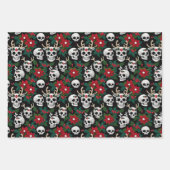 ポインセティアスとクリスマススカルを切り抜く ラッピングペーパーシート (正面)