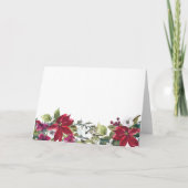 ポインセティアスとモミ葉ーズメリークリスマスフォト シーズンカード (裏面)