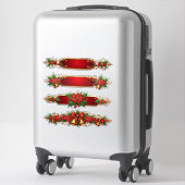 ポインセティアスをフィーチャーしたクリスマスバナー シール (スーツケース)