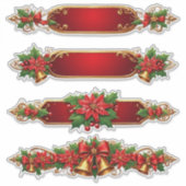 ポインセティアスをフィーチャーしたクリスマスバナー シール (正面)