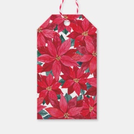 ポインセティアスウィンターシェルターラウンドパフ ギフトタグ