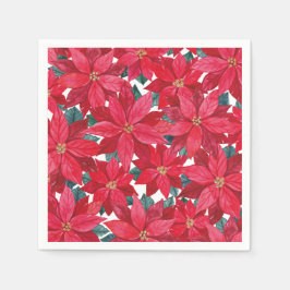 ポインセティアスウィンターシェルターラウンドパフ スタンダードカクテルナプキン