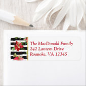 ポインセティアスオンブラックホワイトストライプ住所 シール (インサイチュ)