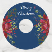 ポインセティアスクリスマスパーティーネイビーブルー名 ワイングラスタグ (正面)