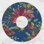 ポインセティアスクリスマスパーティーネイビーブルー名 ワイングラスタグ (裏面)