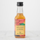 ポインセティアスクリスマスフローラパーソナライズされたミニ リキュールボトルラベル (正面)