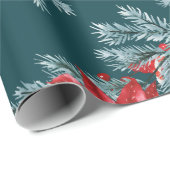 ポインセティアスクリスマスブルースススプルチェガーランドティール（緑がかった色） ラッピングペーパー (ロールコーナー)
