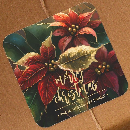 ポインセティアスクリスマスホリデー スクエアシール