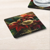 ポインセティアスクリスマスホリデー スクエアペーパーコースター (アングル)