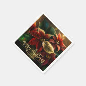 ポインセティアスクリスマスホリデー スタンダードカクテルナプキン (角)