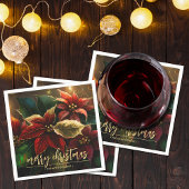 ポインセティアスクリスマスホリデー スタンダードカクテルナプキン