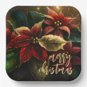 ポインセティアスクリスマスホリデー ペーパープレート (正面)