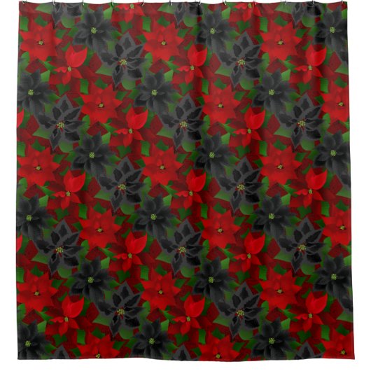 ポインセティアスゴシッククリスマス シャワーカーテン (正面)