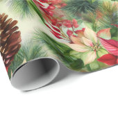 ポインセティアスパインとピネコーンクリスマスホリデー ラッピングペーパー (ロールコーナー)