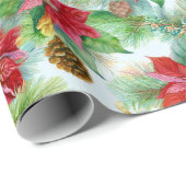 ポインセティアスパインとピネコーンクリスマスホリデー ラッピングペーパー (ロールコーナー)