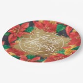 ポインセティアスフェイク金ゴールドフォイルハッピーホリデー ペーパープレート (アングル)