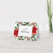 ポインセティアスフローラレッドホリデークリスマスカード シーズンカード (正面)