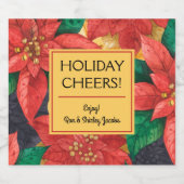 ポインセティアスホリデークリスマスフローラ スパークリングワインラベル (シングルラベル)