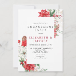 ポインセティアスホリークリスマス婚約パーティ 招待状