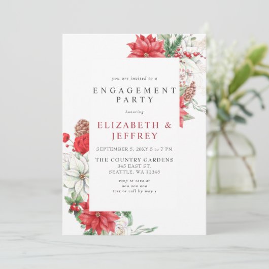 ポインセティアスホリークリスマス婚約パーティ 招待状 (スタンド正面)