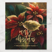 ポインセティアスメリークリスマスホリデー ワインラベル (シングルラベル)