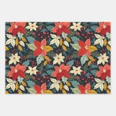 ポインセティアスレトロクリスマス ラッピングペーパーシート (正面2)
