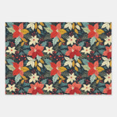 ポインセティアスレトロクリスマス ラッピングペーパーシート (正面)