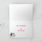 ポインセティアスヴィンテージクリスマスカード付き猫 カード (内部)