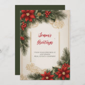 ポインセティアスヴィンテージホリデーズカンパニービジネス シーズンカード (正面/裏面)