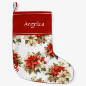 ポインセティアス名前をカスタムする スモールクリスマスストッキング (正面)