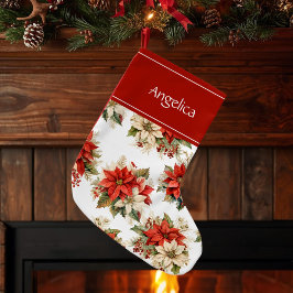 ポインセティアス名前をカスタムする スモールクリスマスストッキング