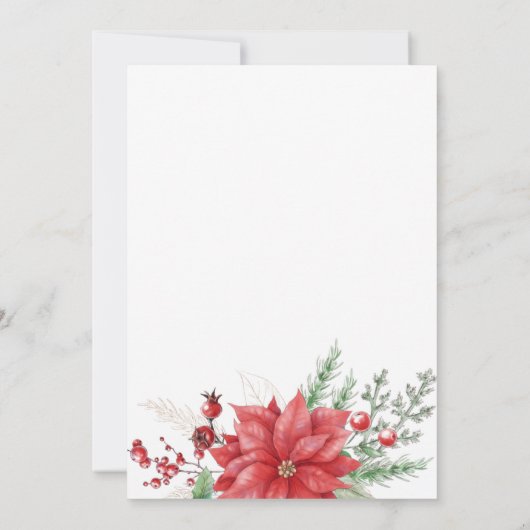 ポインセティアス金ゴールドホリークリスマス婚約パーティ 招待状 (裏面)