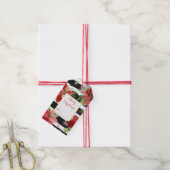 ポインセティアス、ブラックストライプクリスマスギフトタグ ギフトタグ (より糸付き)