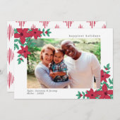 ポインセティアス&ベリーズハッピーホリデーズフォト シーズンカード (正面/裏面)