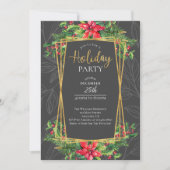 ポインセティアス&ホリーレッドグレーホリデーパーティー 招待状 (正面)