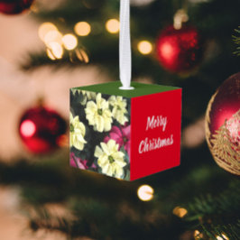 ポインセティアス&ホリー葉ズホリデイ キューブオーナメント