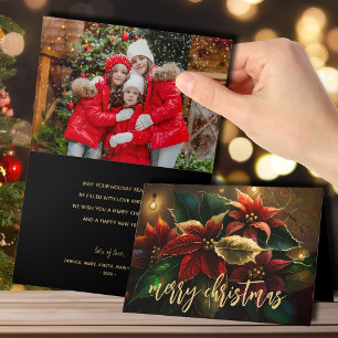 ポインセティアス・メリークリスマス折り畳み写真 シーズンカード