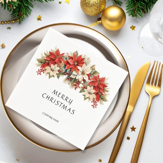 ポインセティアス・メリークリスマス スタンダードカクテルナプキン