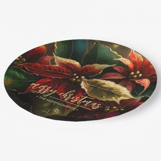 ポインセティアス・メリークリスマス ペーパープレート (アングル)