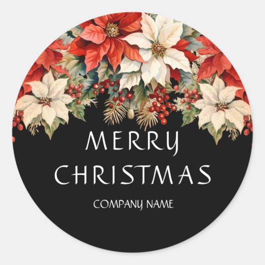 ポインセティアス・メリークリスマス ラウンドシール (正面)