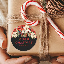 ポインセティアス・メリークリスマス ラウンドシール