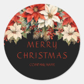 ポインセティアス・メリークリスマス ラウンドシール (正面)