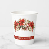 ポインセティアス・メリークリスマス 紙コップ (正面)