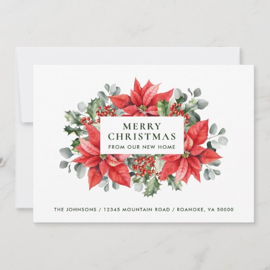 ポインセティアス・メリークリスマス・from New Home 案内状 (正面)