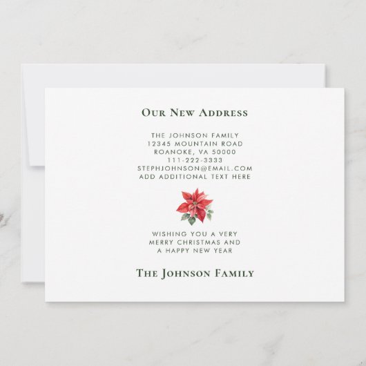 ポインセティアス・メリークリスマス・from New Home 案内状 (裏面)