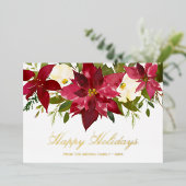 ポインセティアハッピーホリデーズクリエレガントスマス 箔シーズンカード (立ち正面)
