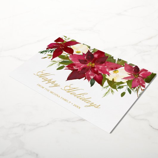 ポインセティアハッピーホリデーズクリエレガントスマス 箔シーズンカード (回転した状態)